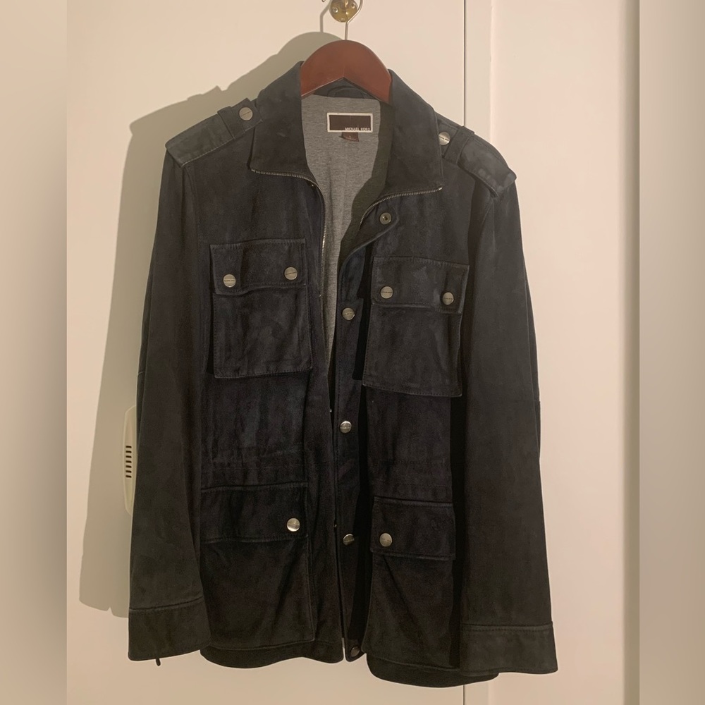 Michael Kors Mens Suede Jacket. Navy Size L